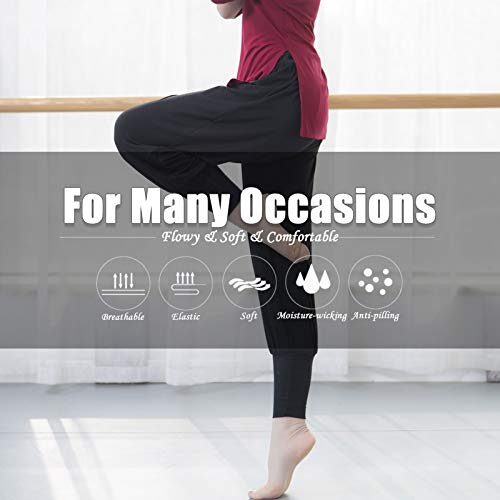 yeacher Calças femininas de ioga harém soltas macias modais cós elástico largo elástico para dança c