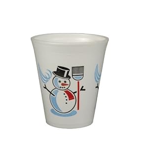 Thermobeker, EPS 0,2 l Ø 7,9 cm 9,1 cm wit”sneeuwman” aantal: 50 stuks hete drankbekers, glühweinbekers, wegwerpbeker, feestdrinkbeker, ToGo-beker