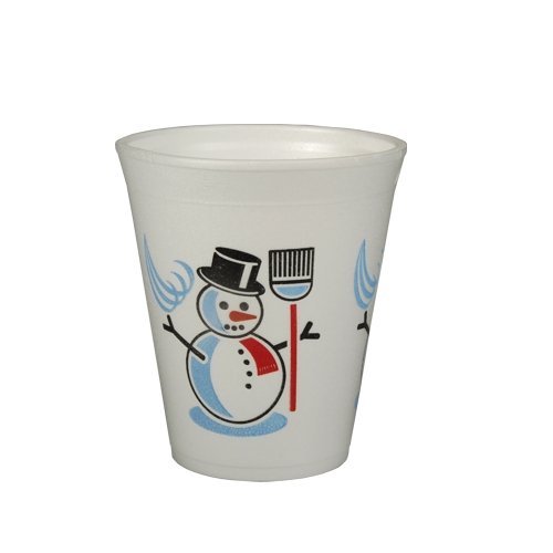 Thermobecher, EPS 0,2 l Ø 7,9 cm 9,1 cm weiss "Schneemann" Menge: 50 St Heissgetränkebecher, Glühweinbecher, Einwegbecher, Party-Trinkbecher, ToGo-Becher