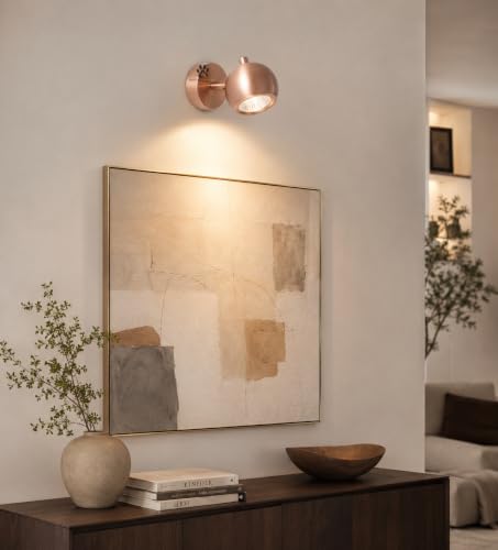 Image of Mufasa 6 Watts Ball Spot 6Inch Rose Gold Finish LED Spotlight Focus Light Bedroom Reading Display Wall Light Wall Mirror Picture Light (Yellow)