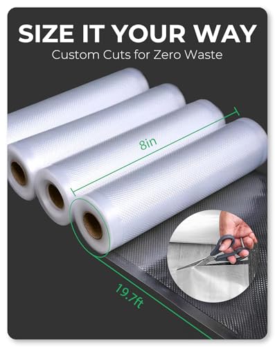 Image of EconoHome 8 inchx20' Roll Heavy Duty Vacuum Seal Bags for Food 10 Pack - Commercial-Grade, Airtight & Leakproof Plastic Vacuum Storage Bags for Sous Vide, Meal Preparation, Processing & Dry Aging Meat