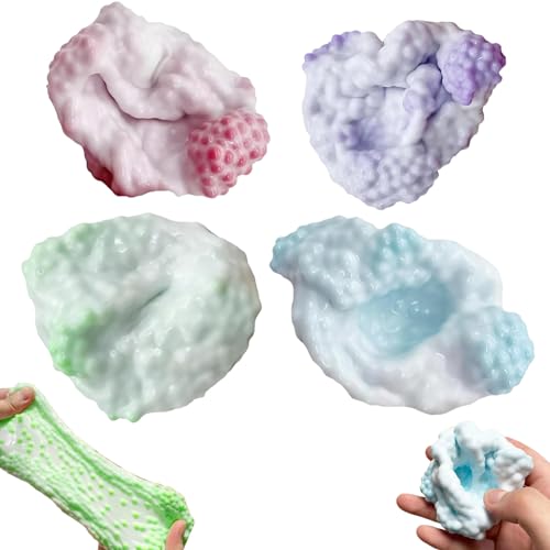 Prmape 4 Pièces Balle Anti Stress avec Perles, Boules Sensorielles Anti-Stress, Doux Squeeze Jouet, Squeeze Boules à Presser pour Enfants et Adultes, Soulager Le Stress