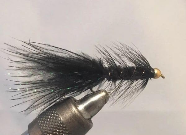 One Dozen (12) - Beadhead Wooly Bugger Black Streamer Size 8- Strike Fly Company