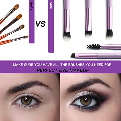Eyeshadow Brush Set Double Sided Makeup Brushes，Eyeliner Brush For Blending Eyeshadow, Eyeliner, Eyebrow Long Lasting, Apply Better Flawless Look Makeup（Purple) #TOP3