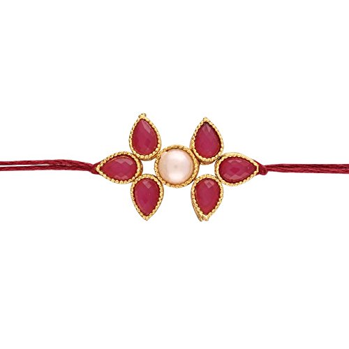 I Jewels Gold Plated Crystel Studded Designer Rakhi for Men (R603)