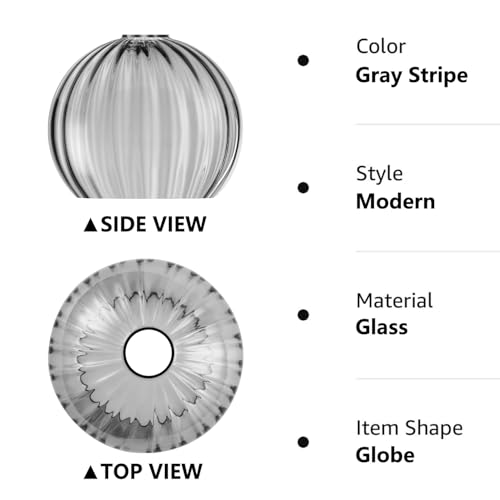 Image of Clear Glass Shade,Replacement Globe & Cover for Lighting Fixture, 8 inch Diameter, Replacement with 1.65 Inch Fitter for Wall Lamps Chandeliers or Ceiling Light (1, 8Inch - Gray Glass)