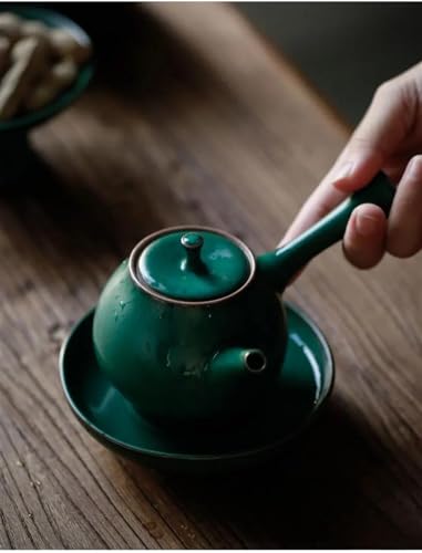 HEAGER ceramic teapot, Afternoon Tea Set Retro Ceramic Side Handle Pot Japanese Style Kung Fu Tea Set Teapot Handle Pot Household Stoneware Single Tea Infuser(Svart) - Image 7