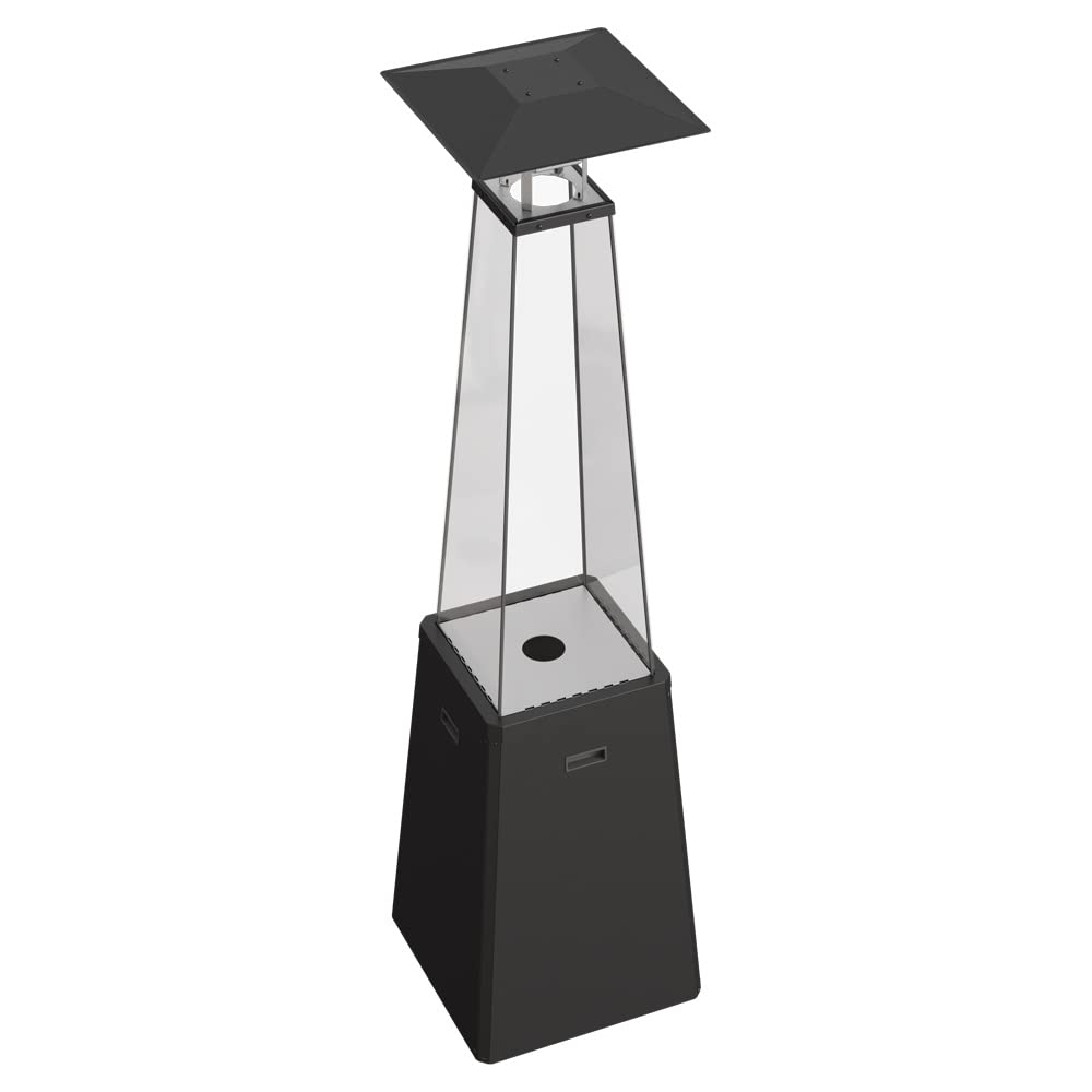 KRATKI BS Nowoczesny Gazowy Ogrzewacz Ogrodowy 12 kW, Stylowy Dekoracyjny Design, Odpowiedni do Ogrodu, Patio, Zasilany Propanem, Bezpieczny System Kontroli, Stal i Szkło, Czarny
