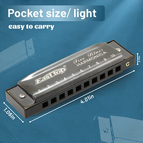 East Top T003-GREY-C Harmonica, Diatonic Blues Deluxe Harmonica Key Of C thumb #3