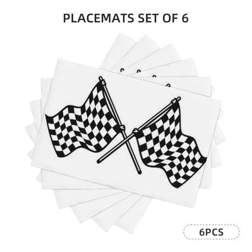 Set de table lin drapeau de course pour repas et pique-nique 6pcs - 3