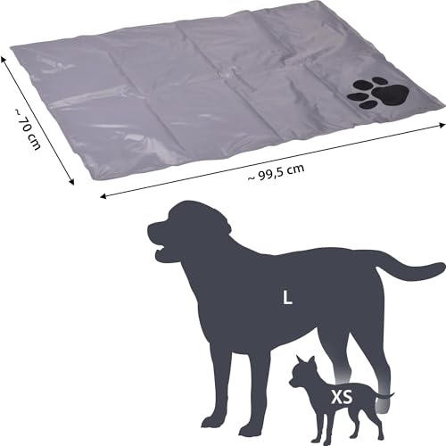 dobar® 60422 Kühlmatte für Hunde - Hundekühlmatte für Hund & Katze - selbstkühlende Matte für Haustiere - Hundedecke mit Kaltgel-Füllung - Kühldecke - 99,5 x 70 cm - Grau