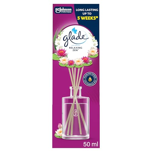 Glade Reed Diffuser Home Fragrance Infused with Essential Oils Room Air Freshener With Up to 5 Weeks of Continuous Fragrance Relaxing Zen 50ml