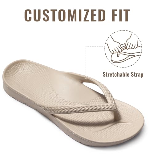Image of Litfun Women's Arch Support Flip Flops for Plantar Fasciitis Orthopedic Thong Sandals Comfortable Summer Beach Pool Slides