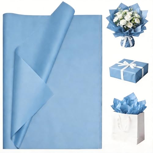 Luckonway 40 Sheets 20x20 Inches Baby Blue Tissue Paper for Gift Bags Bulk Gift Wrapping Paper for Christmas Weddings Parties & Art Crafts (Baby Blue)