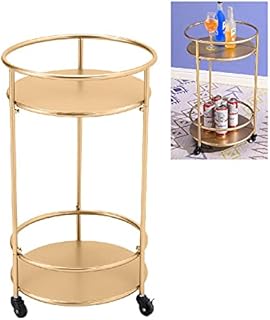 Warmiehomy Metal Storage Trolley Rolling Cart Durable Serving Drinks Bar Cart with 2 Shelves, Serving Kitchen Trolley with 3 Casters for Hotel, Bar, Office, Living Room, Kitchen, Bathroom