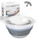 COOK WITH COLOR Collapsible Salad Spinner - 4 QT Space Saving Lettuce Dryer with Folding Collapsible Colander Great for Washing and Drying Fruit and Vegetables (Grey)