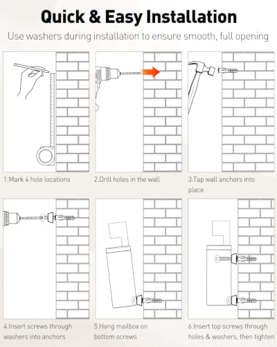 Image of Uniclife Mailboxes for Outside, Wall Mount Mailbox with Flag and Mailbox Number Stickers, Large Metal Mail Box for House, Modern Post Box for Outdoor Office Home, (No Locking Mechanism)