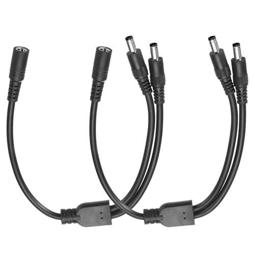 MECCANIXITY 2 Pcs DC Cable Splitter, 12.6" 10A 1 DC5521 Female to 2 DC5521 Male Splitter Adapter Cable, 1 to 2 Splitter Cord for CCTV Cameras, DVR, Power Supply