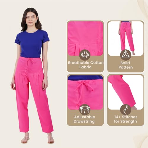 Image of Happy Bunny Salwar Pant for Women, Fine Cotton Ethnic Trousers with Drawstring Waist, Comfortable Daily, Office & Casual Wear Bottoms