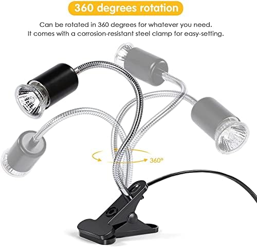 Jomddems Reptile Heat Lamp Tortoise Heat lamp Turtle Light basking lamp UVB Reptile Light with Holder&Switch,UVA UVB Reptile Lamp with Fixture for Lizard Turtle Amphibian&Aquariaum(3bulbs Included)