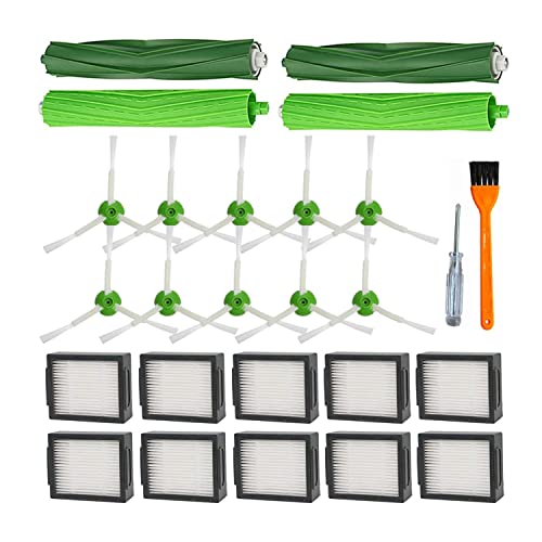 Fuyoda 26 Pack Replacement Parts Kit iRobot Roomba I & E Series i7 i7+ i3 i3+ i4 i4+ i6 i6+ i8 i8+ Plus E5 E6 E7 Vacuum Cleaner,2 Set of Rubber Brushes,10 Filters,10 Side Brushes