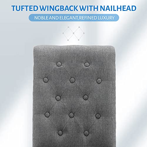 Westice Dining Chairs Set Of 2 Upholstered Fabric Kitchen Chairs Dining Room Side Chair With Nailhead Trim And Rubber Wood Legs Light Gray #TOP6