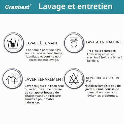 Housse futon imperméable extensible gris 180-230 Granbest
