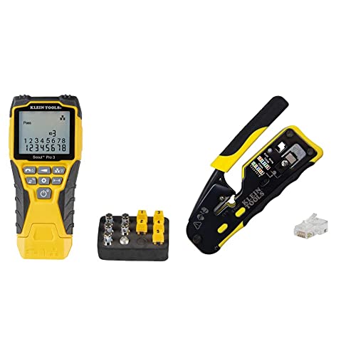 Klein Tools VDV501-851 Cable Tester Kit, 5 Locator Remotes & 80024 Racheting Data Cable and CAT6 Plug 50-Pack Tool Kit, Pass Thru Installation Tool Kit, 2-Piece