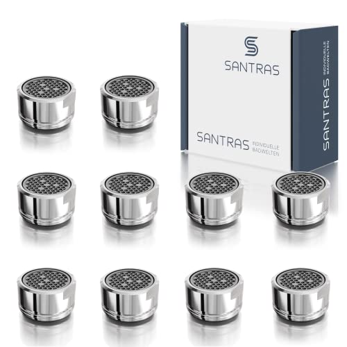 SANTRAS® Rompigetto M24 x 1 (10 pezzi) per rubinetto tradizionale con filtro in cromo – ugello miscelatore (AG 24 mm) con inserto filtro