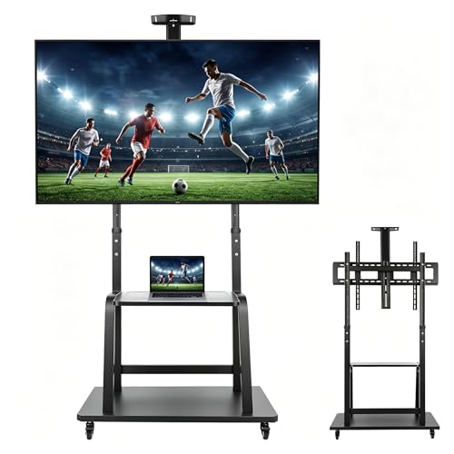 TV Stand for 40–100 Inch Screens, Rolling TV Stand, Portable Height Adjustable, Supports 400 lbs, Television Stands for Living Room, Conference Room, School, and Control Room