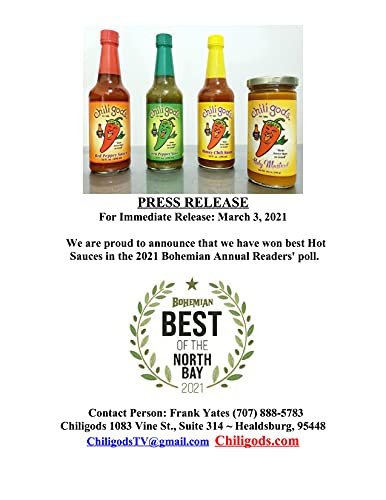 Miniatura 3 de Chiligods Salsa de pimiento rojo, salsa galardonada hecha con puré de jalapeño y chiles chipotle, paquete de 2, 10 onzas