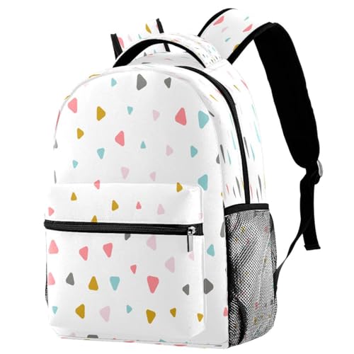 Sac à dos d'école motif triangle pastel coloré grand volume