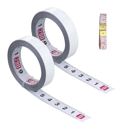 2 cintas métricas autoadhesivas, 3 m, cinta métrica blanca adhesiva, cinta métrica autoadhesiva para medir bancos de trabajo y objetos verticales.
