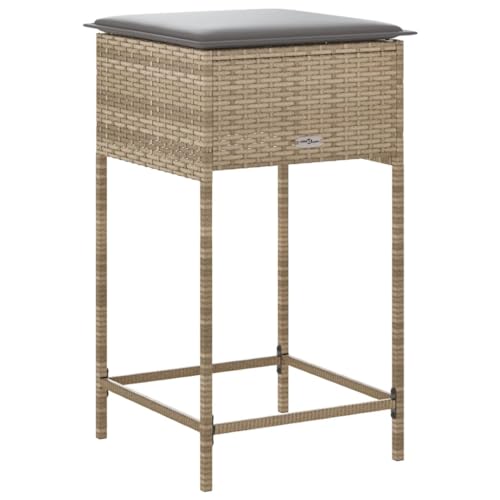 Tabourets de bar de jardin confortables pour aménager un petit espace extérieur avec assise en rotin - 8