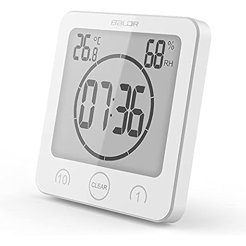 Reloj de Baño, Reloj de Humedad Temperatura LCD Impermeable Digital Ducha Despertador Cover
