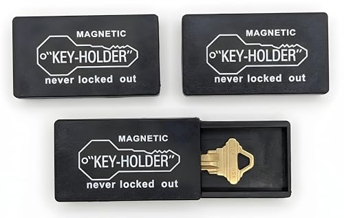 Hide A Key Magnetic Key Holder (3 Pack) Under Car Key Hider with Strong Magnet Weather-Resistant Plastic Case for Spare Keys Secure Storage for Vehicle Home Garage or Office