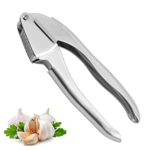ZMREN Spremiaglio, Pressa Aglio in 304 Acciaio Inox, Spremiaglio da Cucina, Frantoio per Zenzero, Impugnatura estesa e ampliata per un uso facile e confortevole