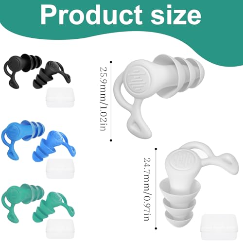 GUOYOU 4 Pares Tapones Oidos Natación Impermeables Tapones Oidos Cancelacion de Ruido Reutilizables Tapone Oido Silicona para Nadar, Surfear, Esnórquel y Otros Deportes Acuáticos - imagen 2