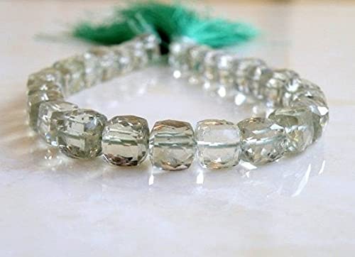 Prasiolite améthyste verte cube facetté 9mm perle minérale pour collier en pierre