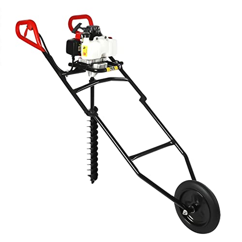 SOLOCJNL Tarière à essence, 63 cc, moteur 2 temps, réservoir de 1,2 l, design pliable, avec embouts de forage pour Post Hole Digger