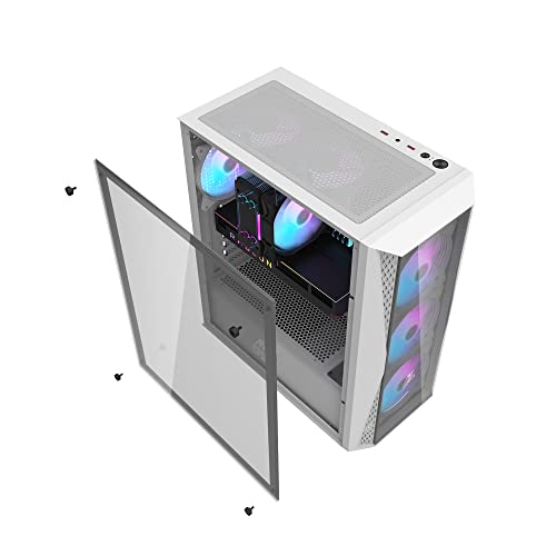 Image of Ant Esports 220 Air Mid- Tower Computer Case /Gaming Cabinet - White | Support - ATX, M-ATX, ITX | Pre-Installed 3 x 120mm Front Fans and 1 x 120mm Rear Fan