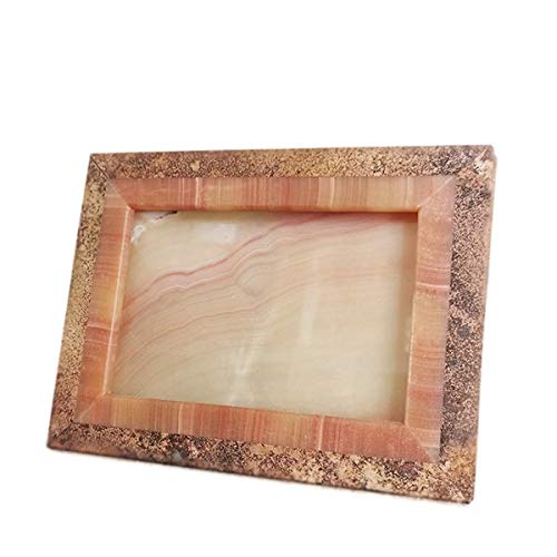 Cadre photo en onyx classique et traversin rouge, décoration d'exception en pierre naturelle 15x20