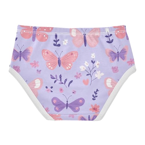 Wusikd Butterflies Girls' Underwear Cotton Flowers Purple Girls Briefs Soft Toddler Underwear 2T2