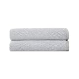Cozy Earth Nantucket 60% Cotton 40% Viscose from Bamboo Bath Sheet - 600 GSM Plush & Fast-Drying with Rice Weave Pattern - 2 Pack 40" x 65" Luxury Bath Sheet - Harbor Mist