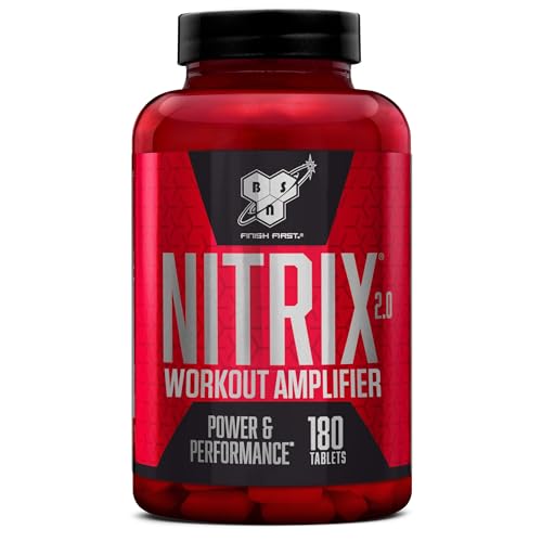 BSN Nitrix 2.0, Integratore Alimentare, Formula con Precursore dell’Ossido Nitrico, Compresse con L-Citrullina, Niacina, Pepe Nero ed Estratti Vegetali, Non Aromatizzato, 180 Capsule, 60 Porzioni