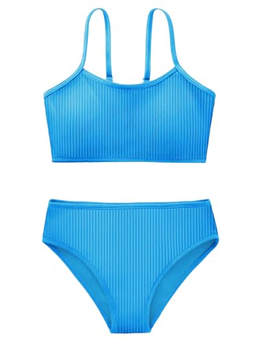 Image of Girl's 2 Piece Swimsuit Solid Spaghetti Strap Bikini Sets Beach Bathing Suit Swimwear for Teen Kids