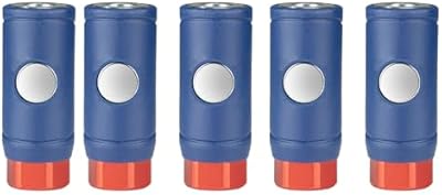 SANFU 1/4″ FNPT M Style Safety Button Coupler Leak-Free Structure, Blue + Red, 5-Piece
