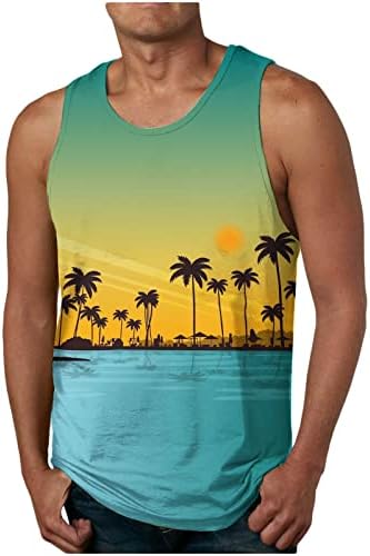 NaRHbrg Palm Tree Tanks Tops for Mens Cool Printed Graphic Sleeveless Tank Top Muscle Shirt for Workout Gym Jogging Men's Regular-Fit Tank Top Summer 3D Graphic Sleeveless