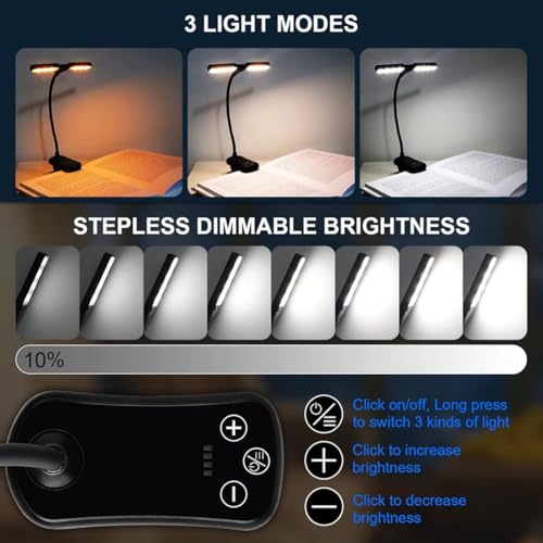 Lampe de lecture à clip USB avec 14 LED et 8 intensités - 5