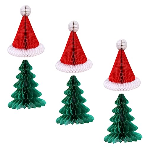 FOYTOKI 6piezas Adornos De Papel Navideños Para Fiestas Decoraciones Colgantes Diseño De Panal Para Adornar Árboles y Crear Un Festivo